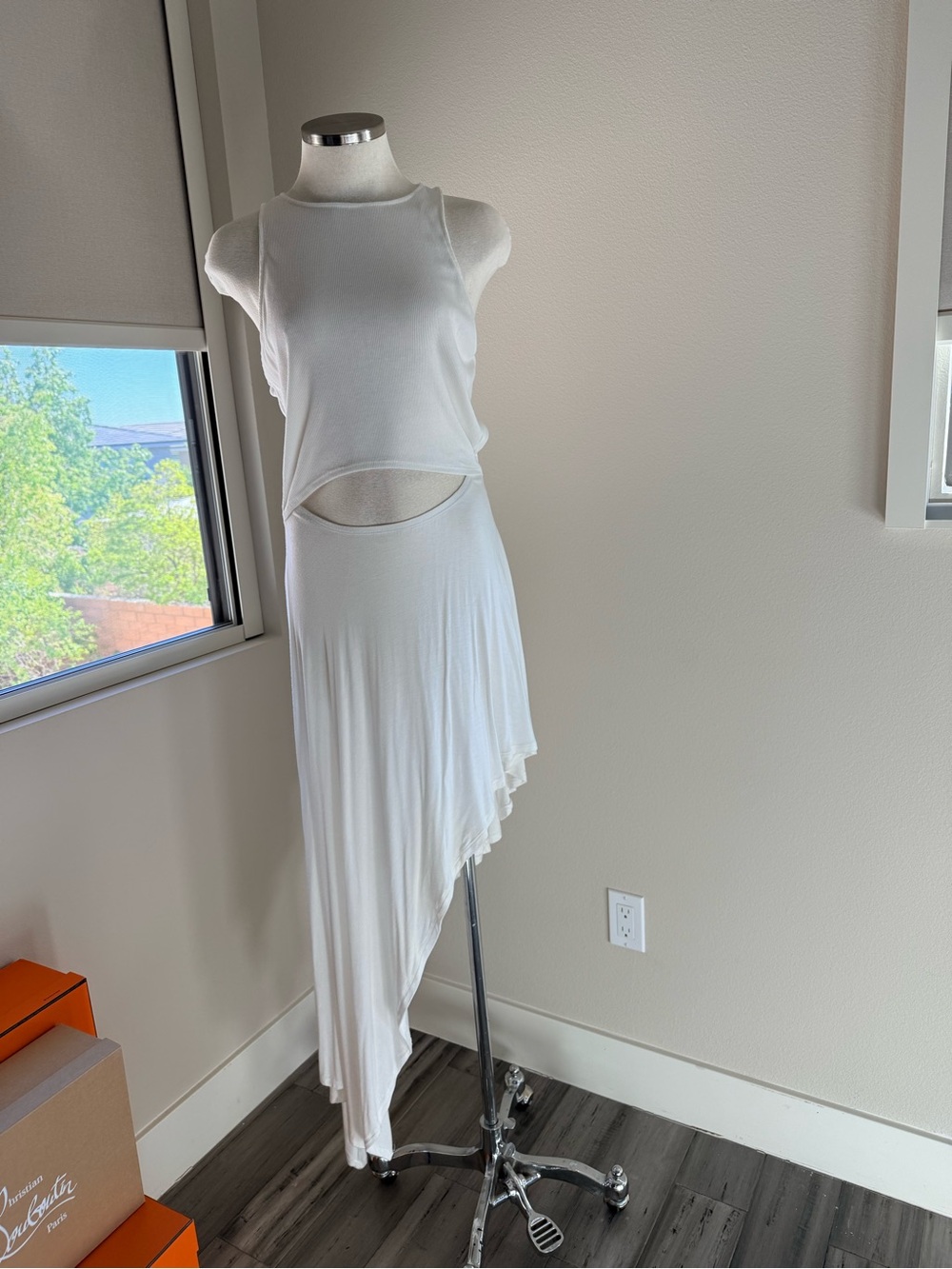 Free People White Asymmetrical Cutout Maxi Dress